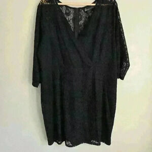 Lane Bryant Black Lace Cocktail Dress 3/4 Sleeve Size 22